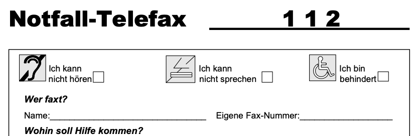 Ausschnitt von einem Notruf-Fax